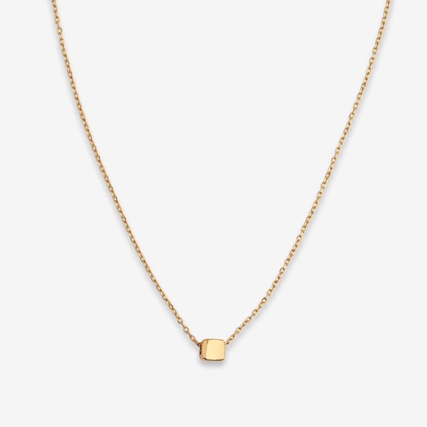 گردنبند طلا 18 عیار زنانه با زنجیر حلقهای (فلامینگو) وی گالری مدل تک مکعب کد NC3985