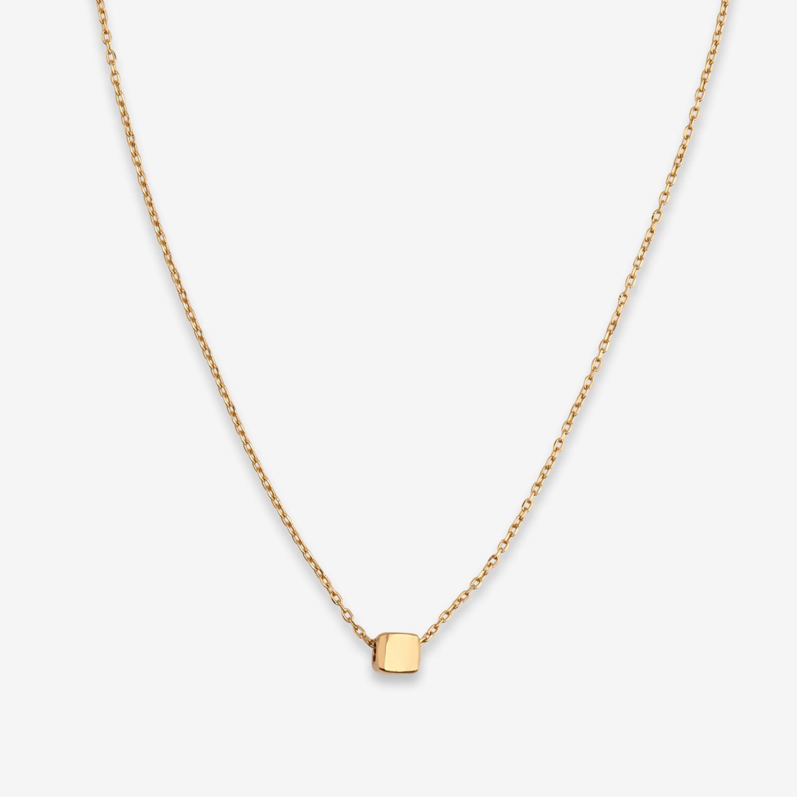 گردنبند طلا 18 عیار زنانه با زنجیر حلقهای (فلامینگو) وی گالری مدل تک مکعب کد NC3985 - - 1