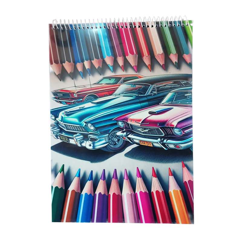 دفتر رنگ آمیزی 25 برگ مدل ماشین های کلاسیک