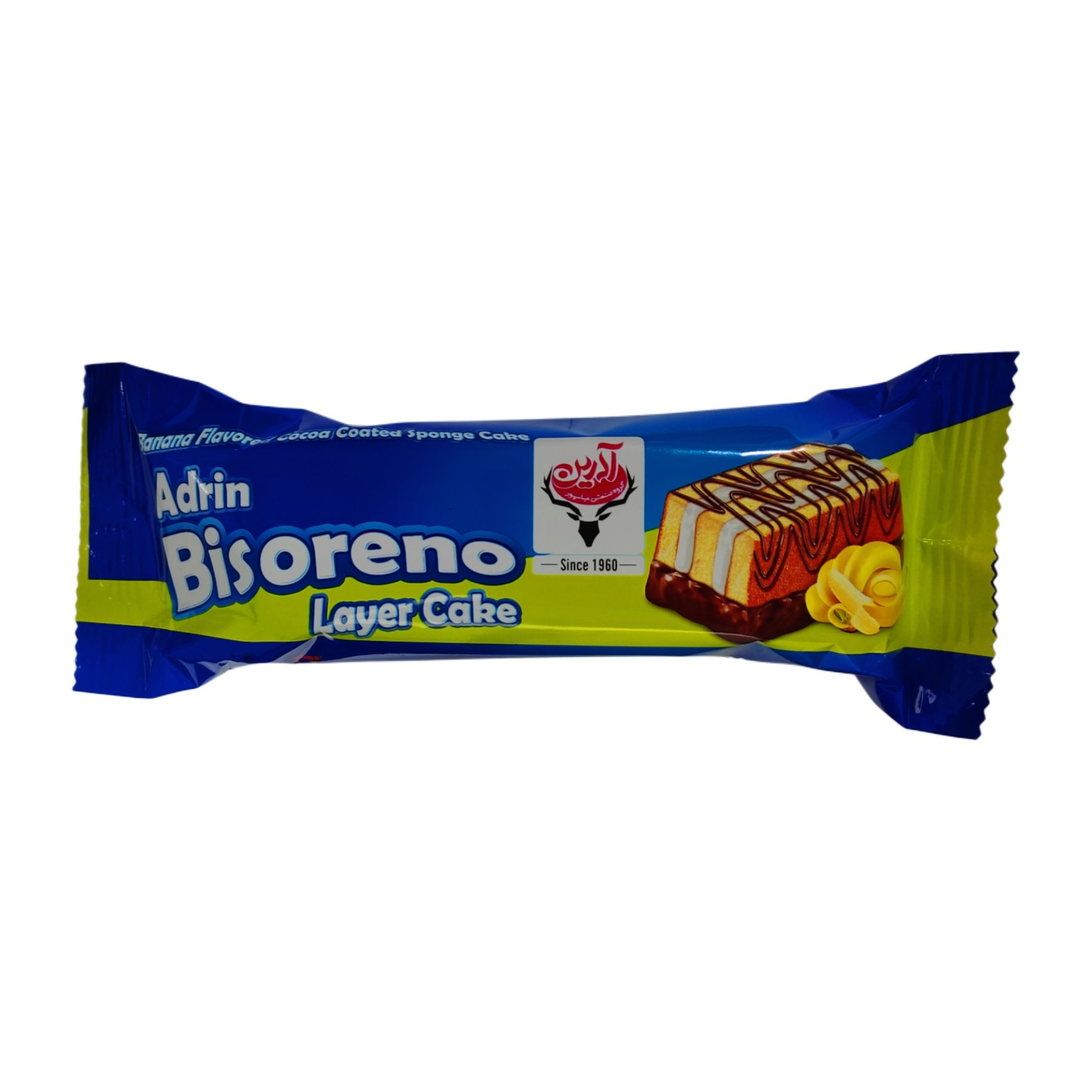 کیک موزی با روکش کاکائو لایه ای آدرین - 50 گرم بسته 24 عددی