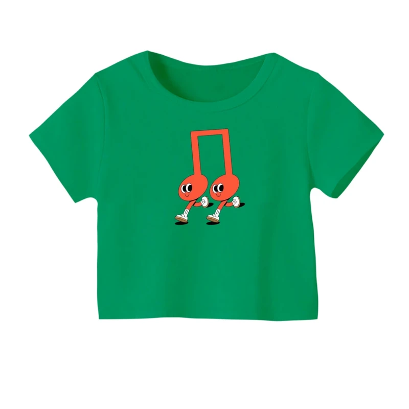 کراپ‌ تی‌شرت آستین کوتاه زنانه مدل موزیک کد01