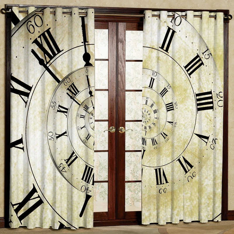 پرده طرح ساعت مخمل پانچی کد 1010L سایز 140x280 سانتی متر