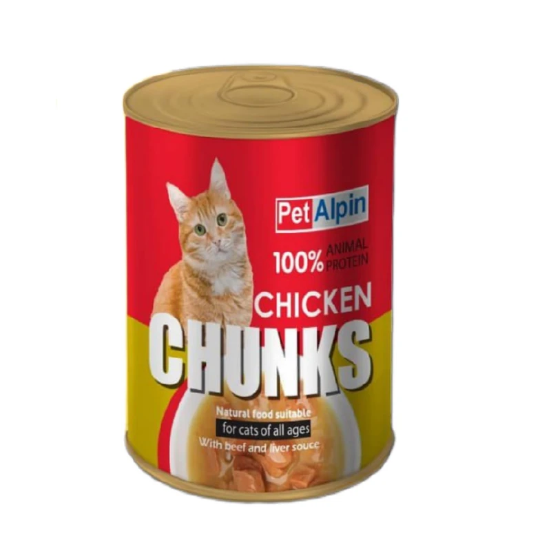 کنسرو گربه پت آلپین مدل چانک مرغ وزن 380 گرم