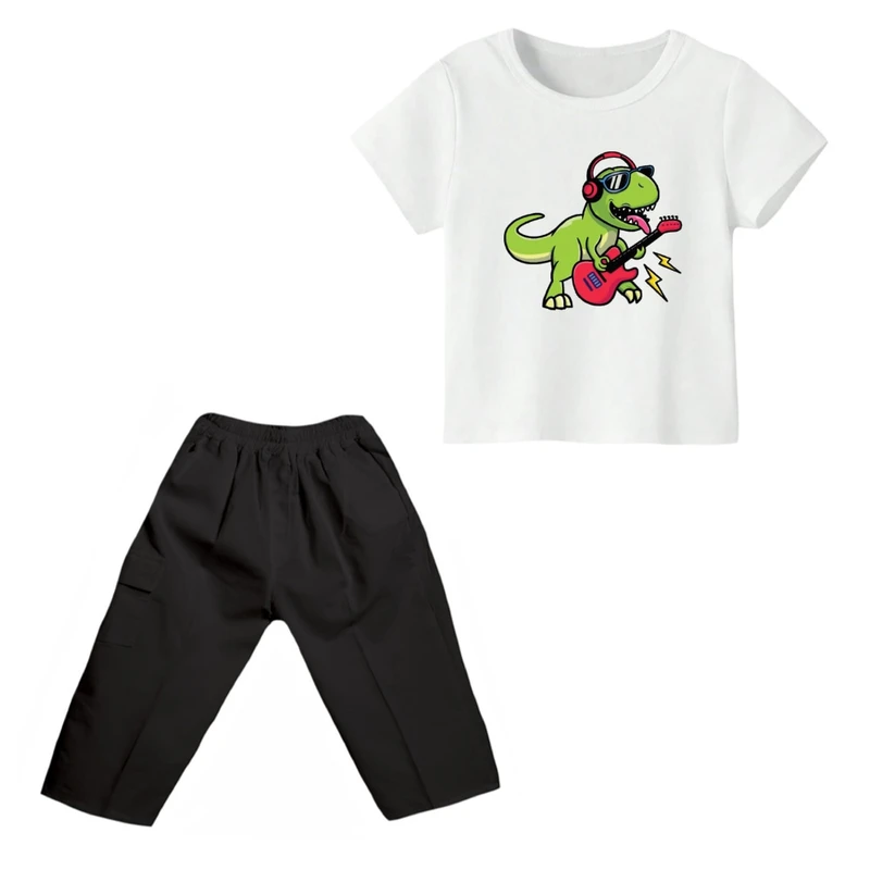 ست تی شرت و شلوارک پسرانه مدل دایناسور کد ۲۹