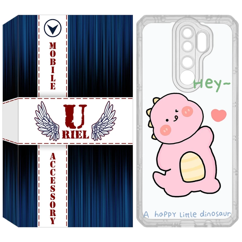 کاور یوریل مدل Clear کد 26 طرح دایناسور صورتی مناسب برای گوشی موبایل شیائومی Redmi Note 8 Pro