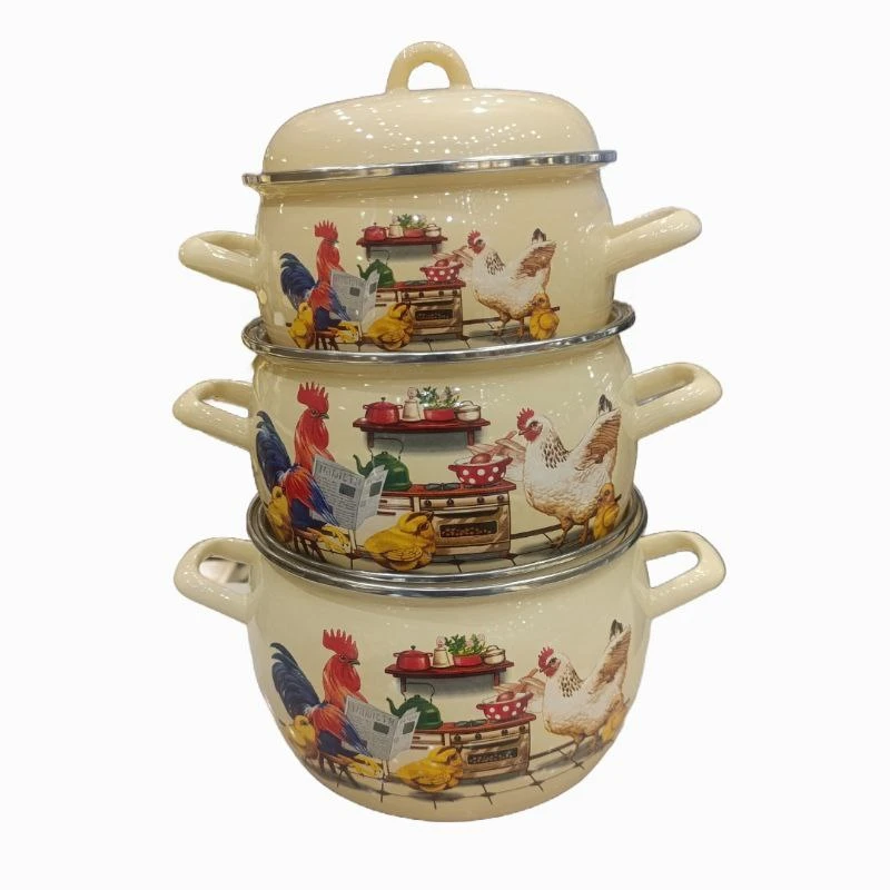 سرویس قابلمه لعابی 6 پارچه طرح خروس کد 635842