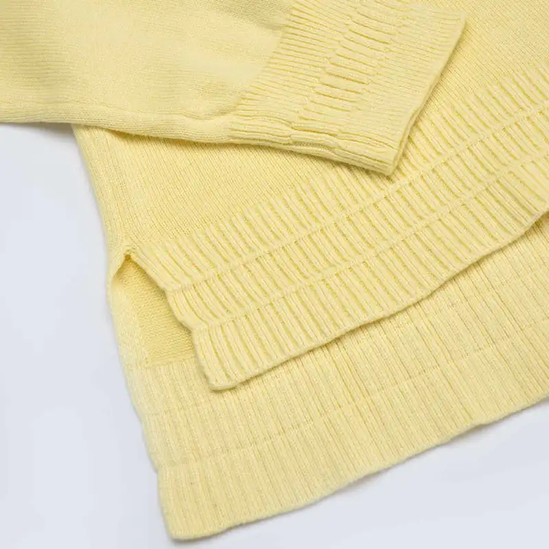 پلیور زنانه جوتی جینز مدل یقه هفت کد 122179 رنگ زرد لیمویی