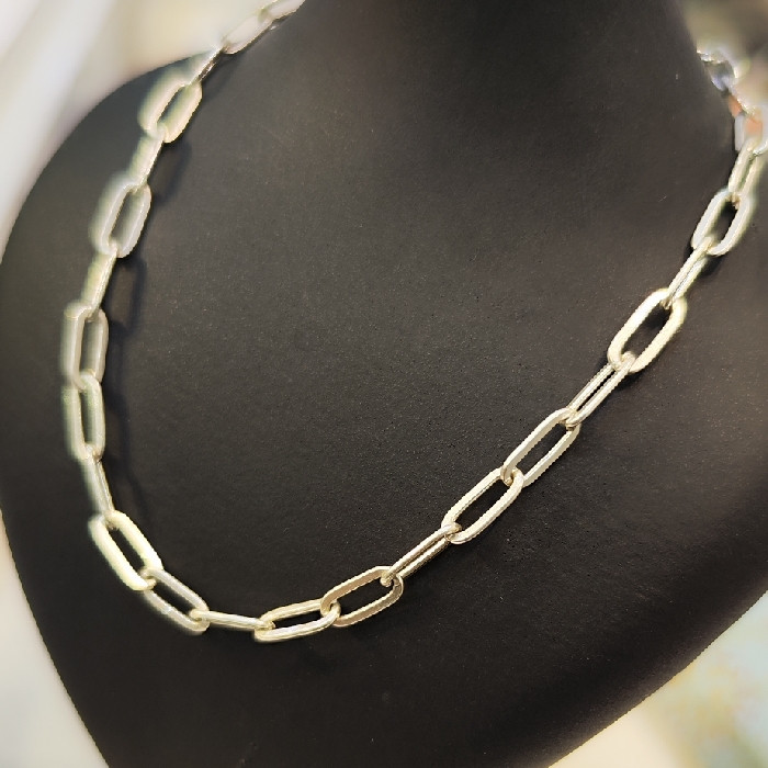 زنجیر نقره مردانه مدل آجری کد 45