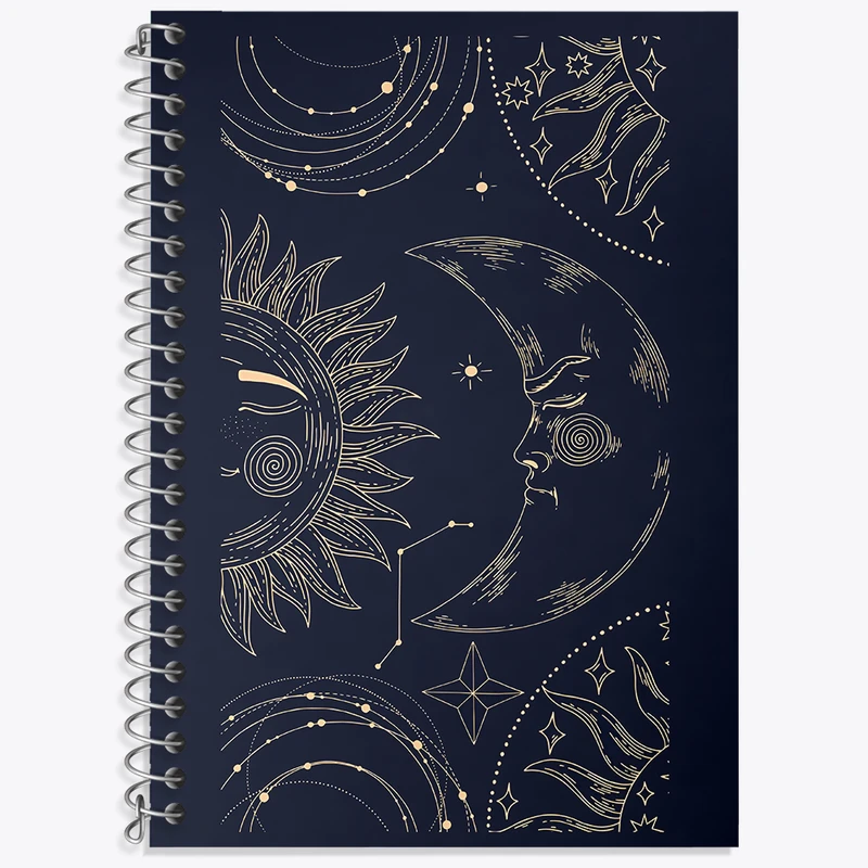 دفتر زبان 50 برگ خندالو مدل دو خط طرح ماه و خورشید کد N4475