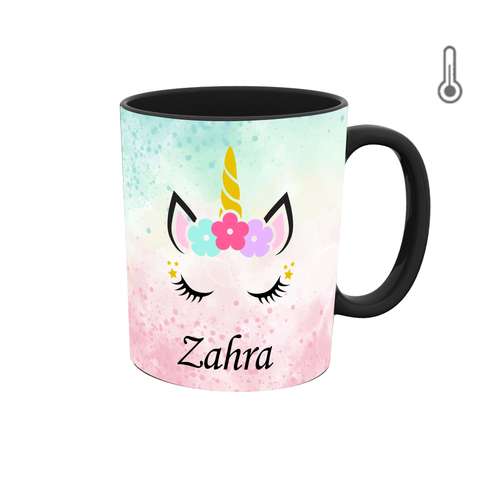 ماگ حرارتی طرح اسم زهرا مدل unicorn کد 1264
