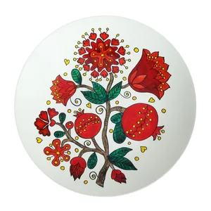 بشقاب سفالی دیوارکوب طرح گل انار کد S 052