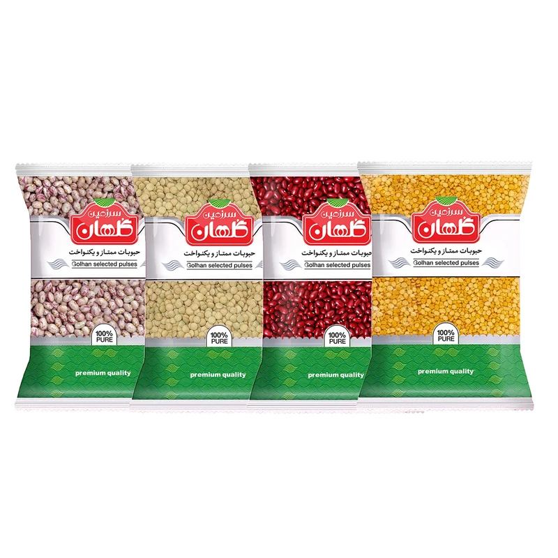 لپه عدس لوبیا قرمز لوبیا چیتی سرزمین گلهان - 800 گرم بسته 4 عددی