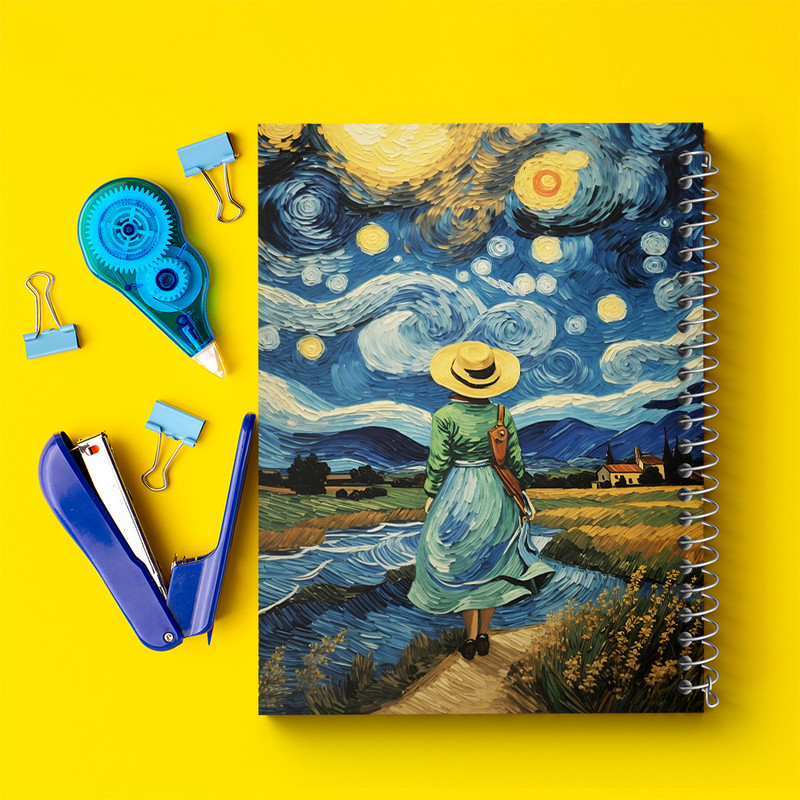 دفتر مشق 100 برگ خندالو طرح شب پر ستاره کد F5094