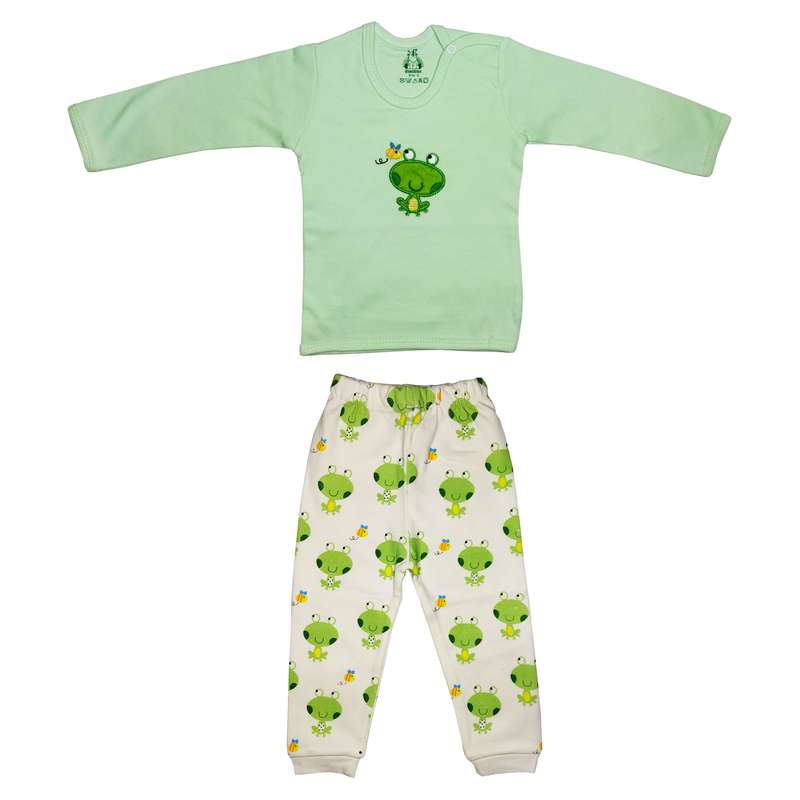 ست تی شرت و شلوار نوزادی مدل قورباغه