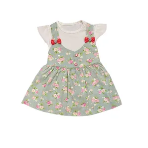 پیراهن دخترانه مدل گل رنگ سبز