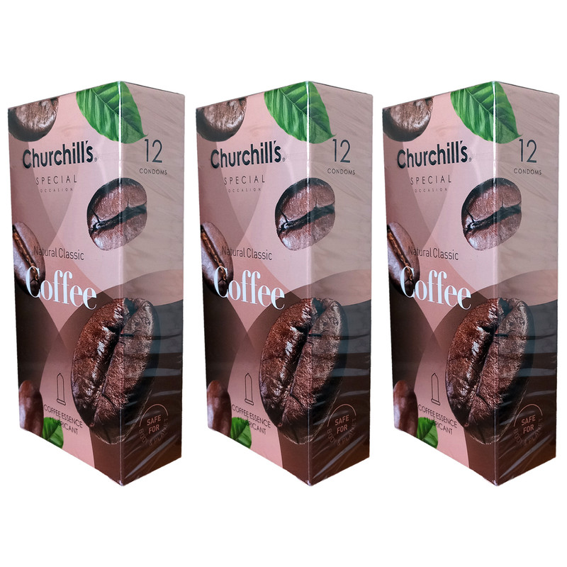 کاندوم چرچیلز مدل Coffee مجموعه 3 عددی