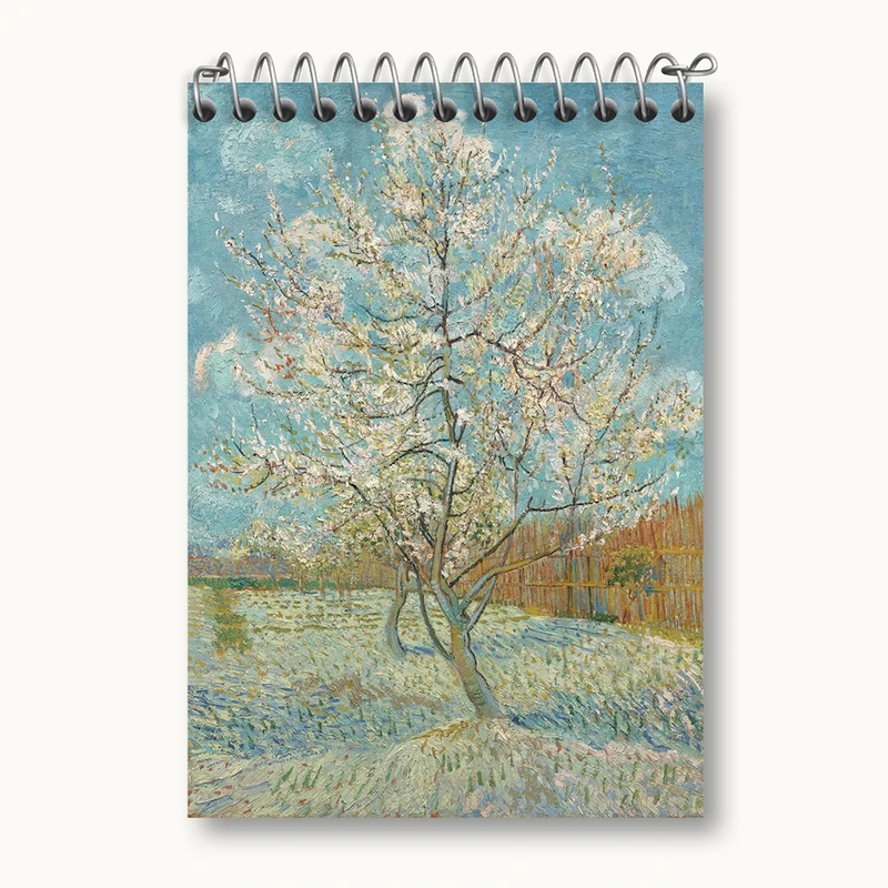دفتر یادداشت 50 برگ خندالو مدل درخت هلو صورتی ونسان ونگوگ (Van Gogh) کد 36806
