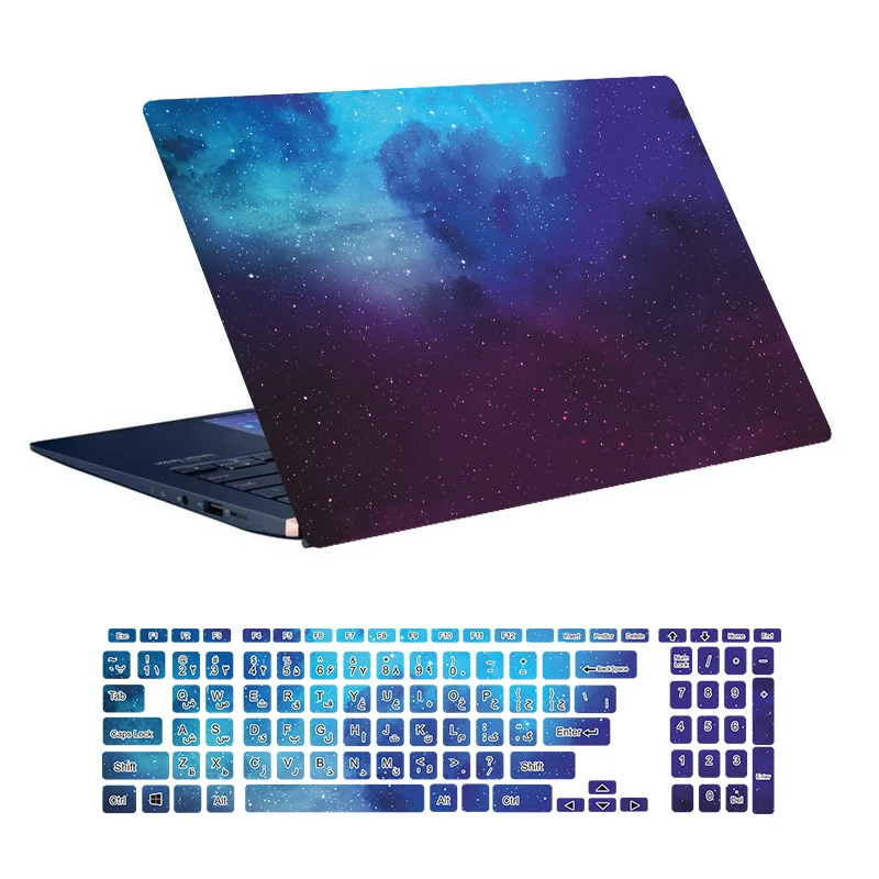 استیکر لپ تاپ توییجین و موییجین طرح Space کد 70 مناسب برای لپ تاپ 15.6 اینچ به همراه برچسب حروف فارسی کیبورد 