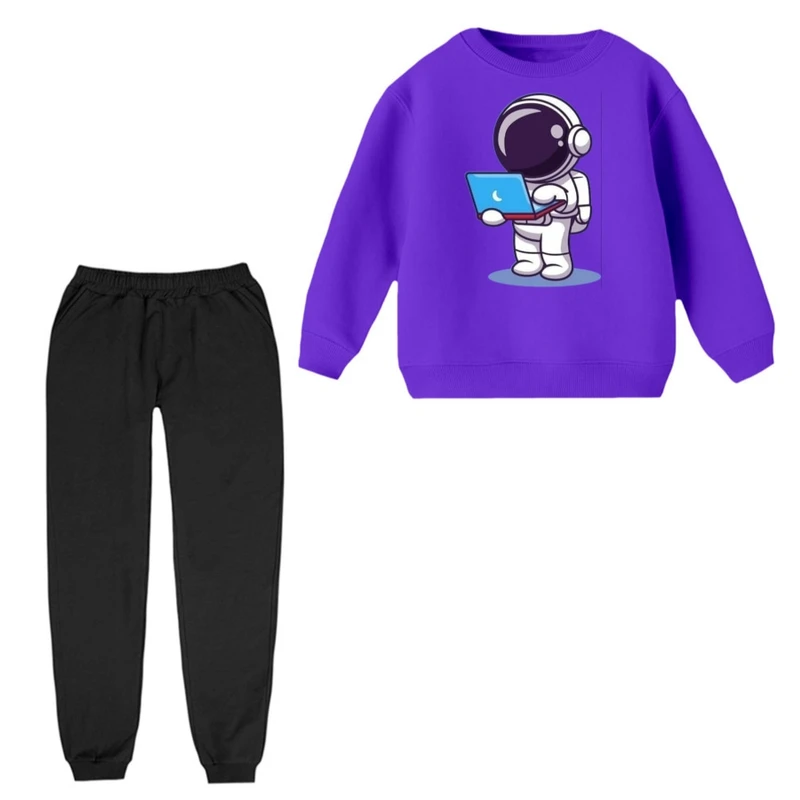 ست سویشرت و شلوار راحتی بچگانه مدل فضانورد و لپ تاپ  