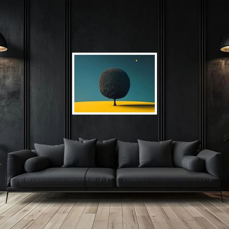 تابلو بکلیت طرح نقاشی دیجیتال هنری و مینیمال درخت مدل W-bu5561 فریم سفید