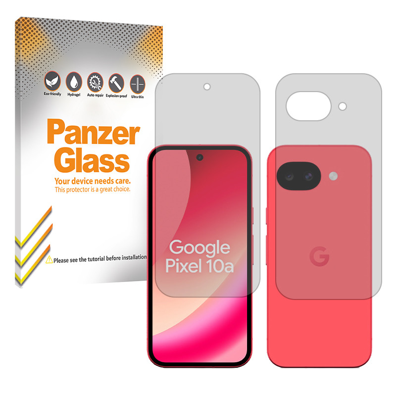 محافظ صفحه نمایش شفاف پنزر گلس مدل هیدروژلی مناسب برای گوشی موبایل گوگل Pixel 10a به همراه محافظ پشت گوشی