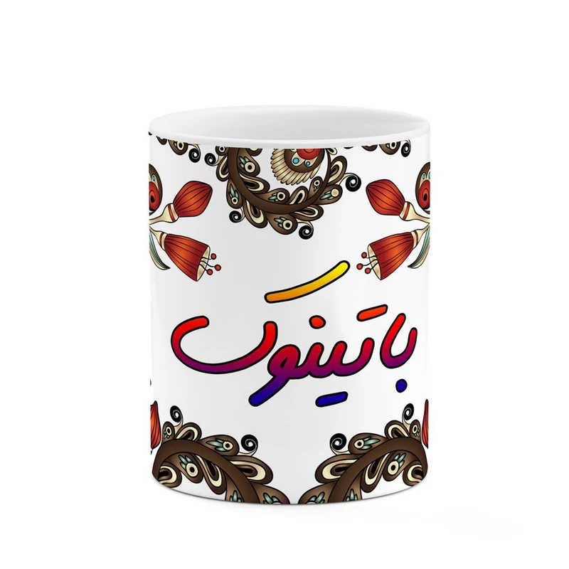 ماگ کاکتی مدل اسم باتینوک طرح سنتی گل و بته کد mgh44088