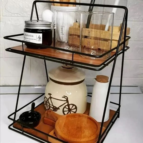 استند جا ادویه ای مدل مربعی کف چوبی کد 3024
