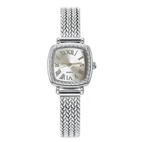 ساعت مچی عقربه‌ای کوارتز زنانه مدل اسپرت مینیمال بند استیل طرح بافت گندمی کد ۳