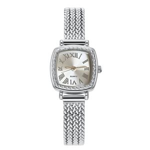 ساعت مچی عقربه‌ای کوارتز زنانه مدل اسپرت مینیمال بند استیل طرح بافت گندمی کد ۳