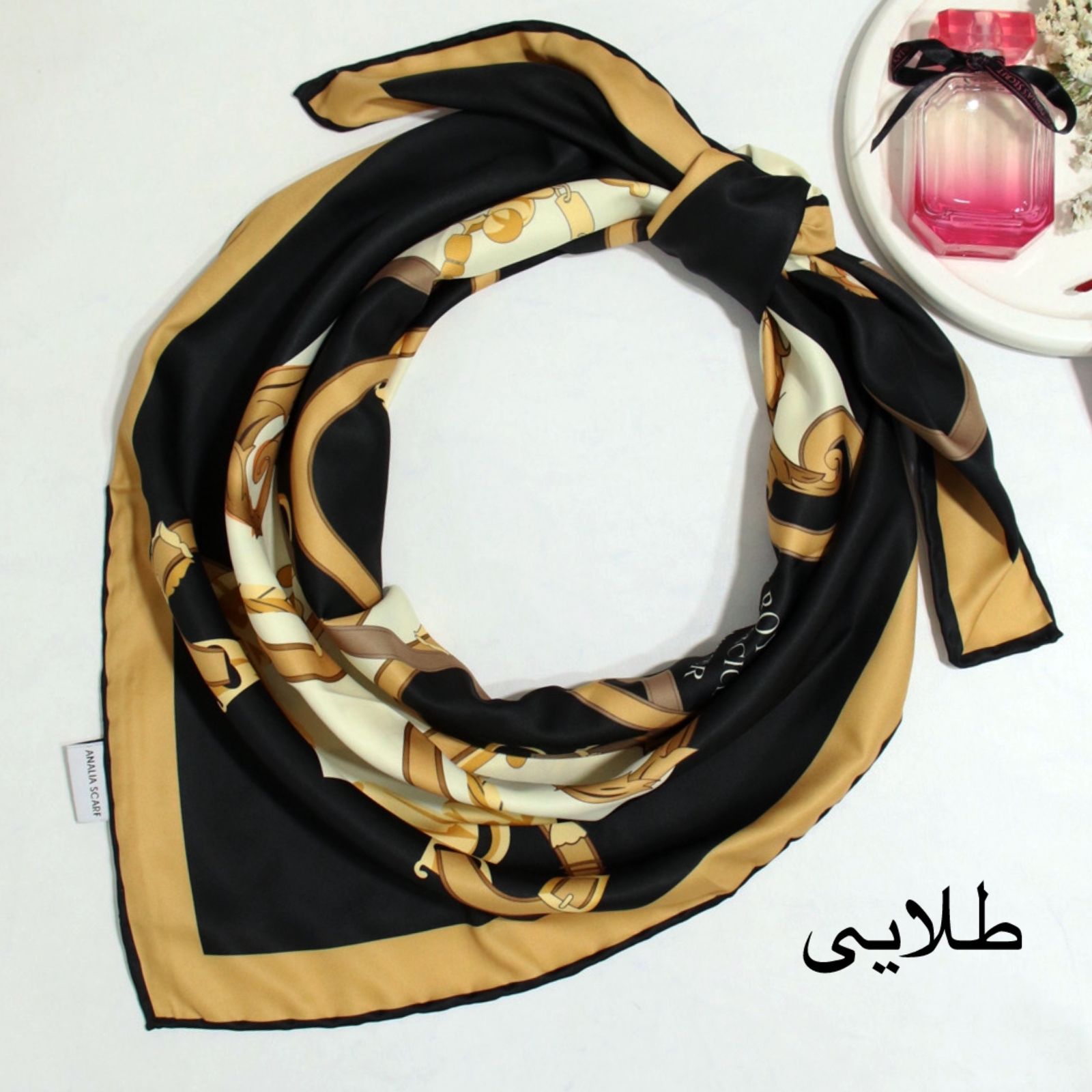 روسری زنانه آنالیا مدل ابریشم خاص دور دست دوز مزونی کد ana-6058 -  - 7