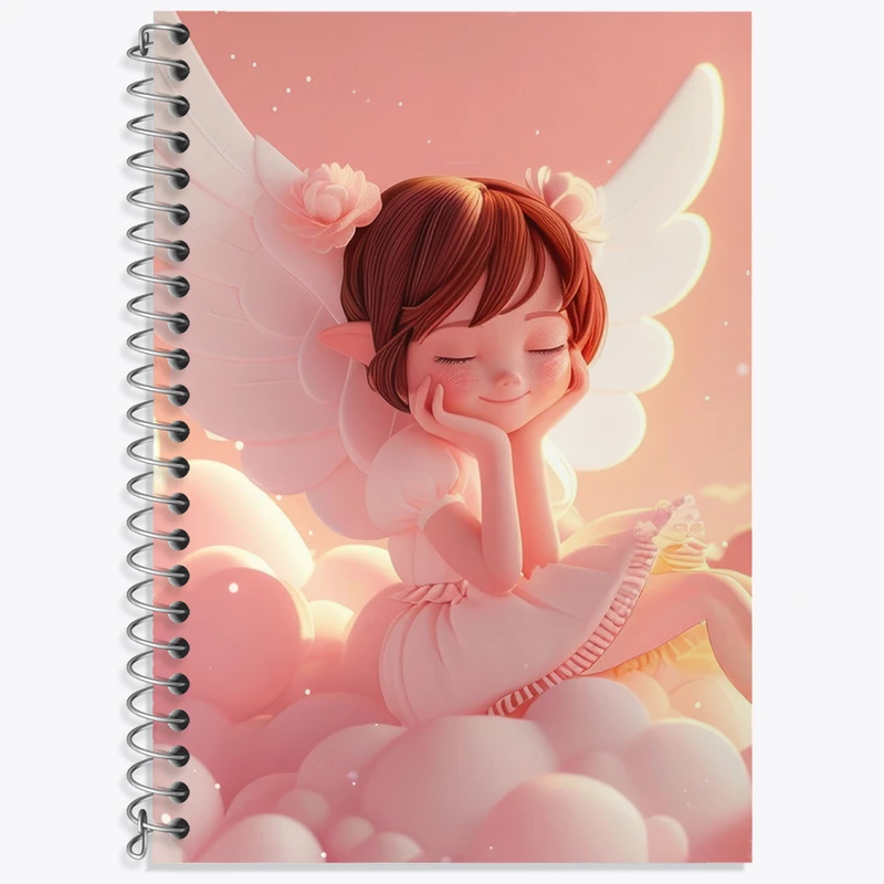 دفتر زبان 50 برگ خندالو مدل دو خط طرح فرشته کوچولو کد N2238