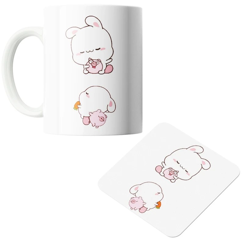 ماگ پاد آفرین مدل فانتزی کد  ۸۶ به همراه زیر لیوانی