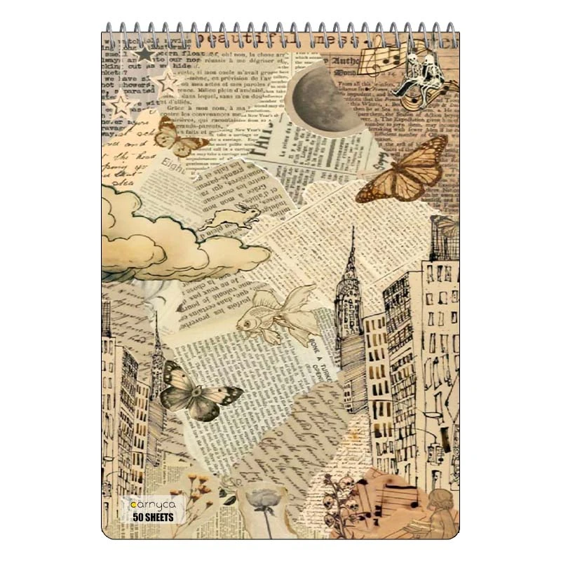دفتر نقاشی 50 برگ سیمی کارنیکا طرح وینتج اسکرپ بوک Vintage Scrapbook کد 91616