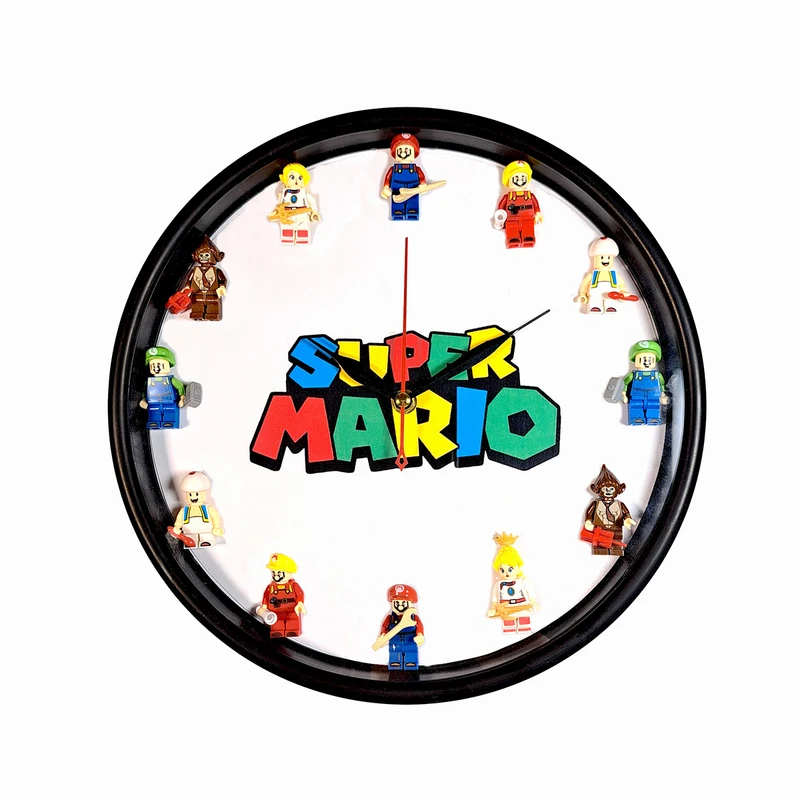 ساعت دیواری مکانیکی مدل supermario طرح قارچ خور لگویی