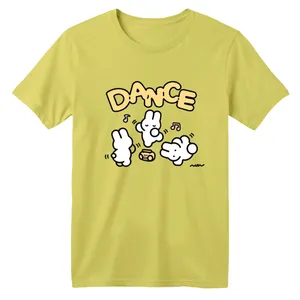 تی شرت آستین کوتاه بچگانه مدل رقص خرگوشی رنگ لیمویی