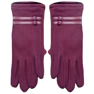 دستکش زنانه مدل دو دکمه ای تاچ موبایلی کد AS1429 رنگ زرشکی