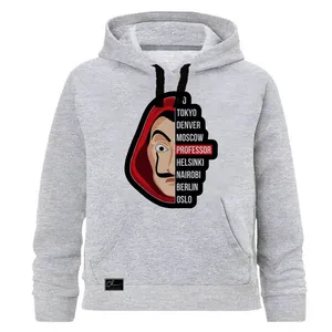   هودی پسرانه چاپیستا طرح سرقت پول کد J63 رنگ طوسی