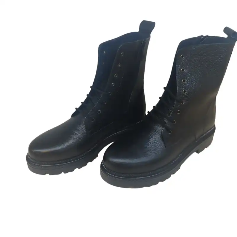 نیم بوت زنانه مدل سربازی چرم طبیعی رنگ مشکی