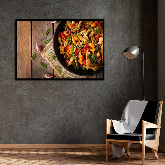 تابلو نوری بکلیت طرح غذای چیکن مدل B-D2045 فریم مشکی