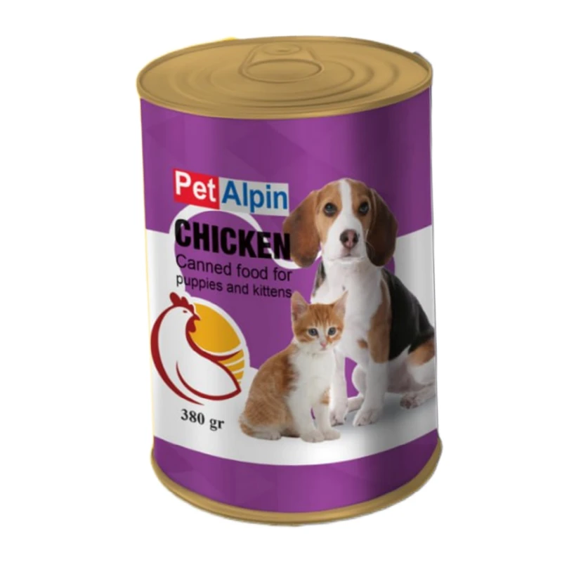 کنسرو سگ پت آلپین مدل پاپی و کیتن وزن 380 گرم