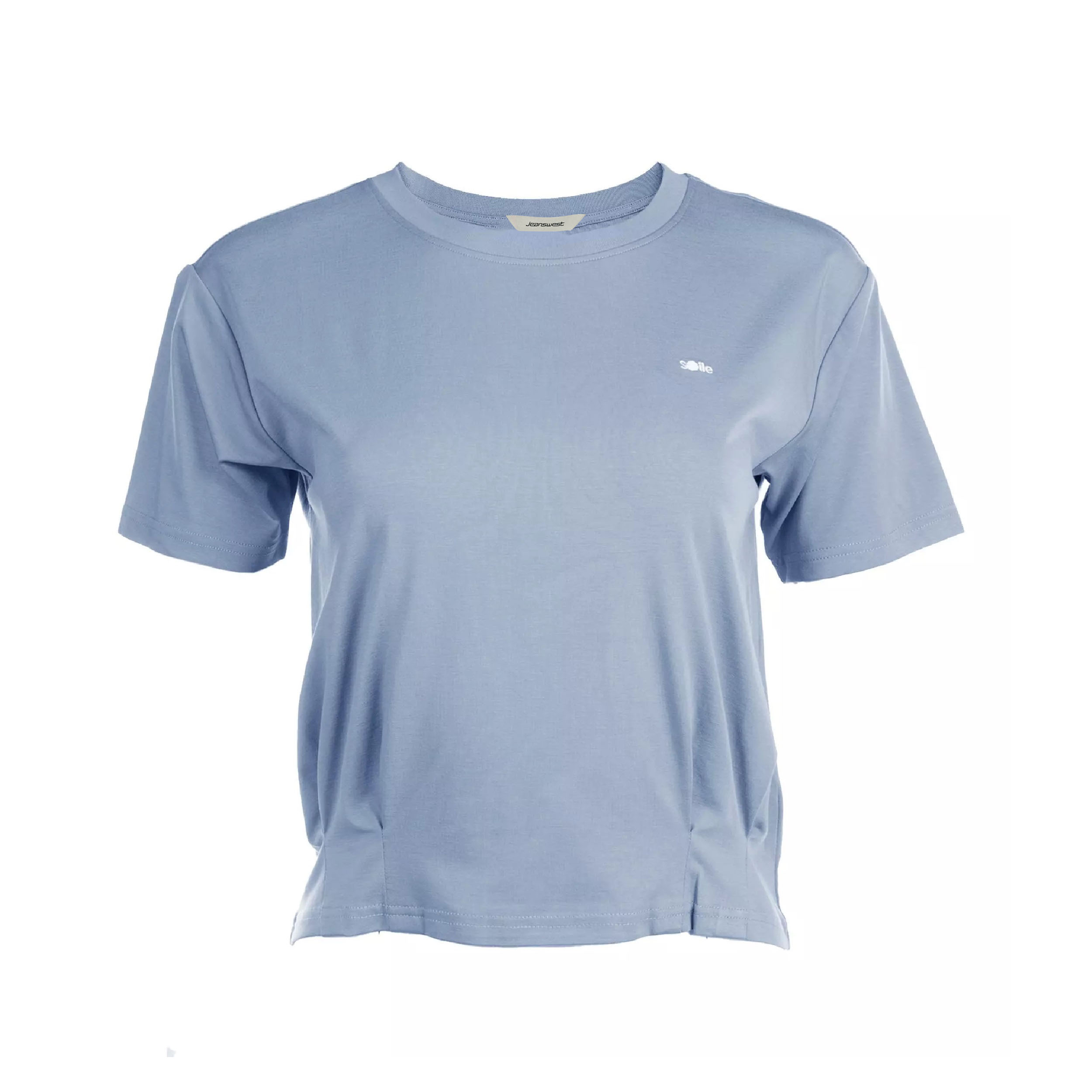 تی شرت آستین کوتاه زنانه جین وست مدل یقه گرد کد 1551355 رنگ سرمه‌ای روشن