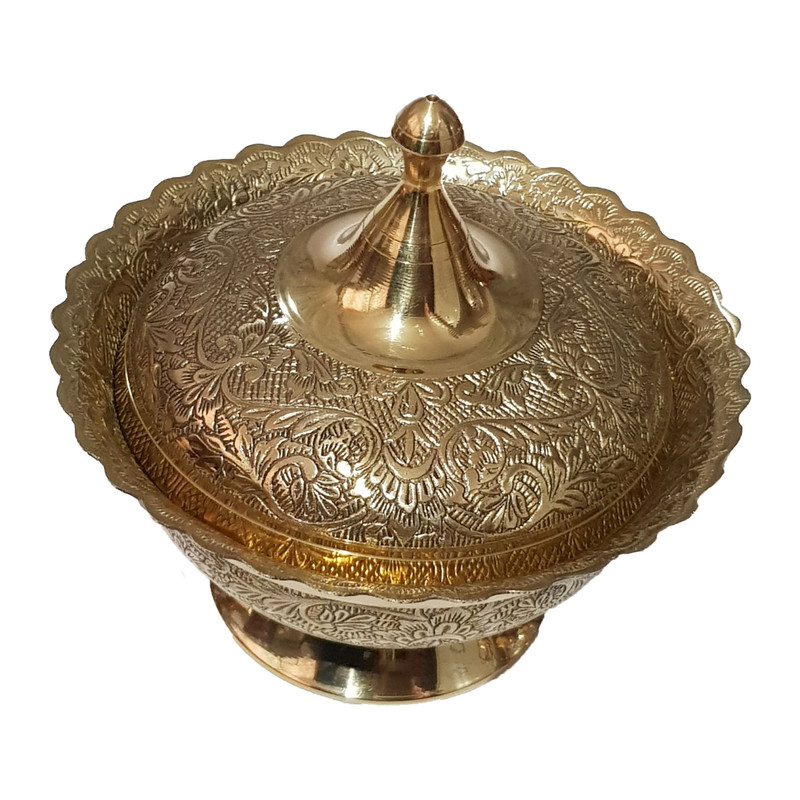 شکلات خوری برنجی مدل درب دار
