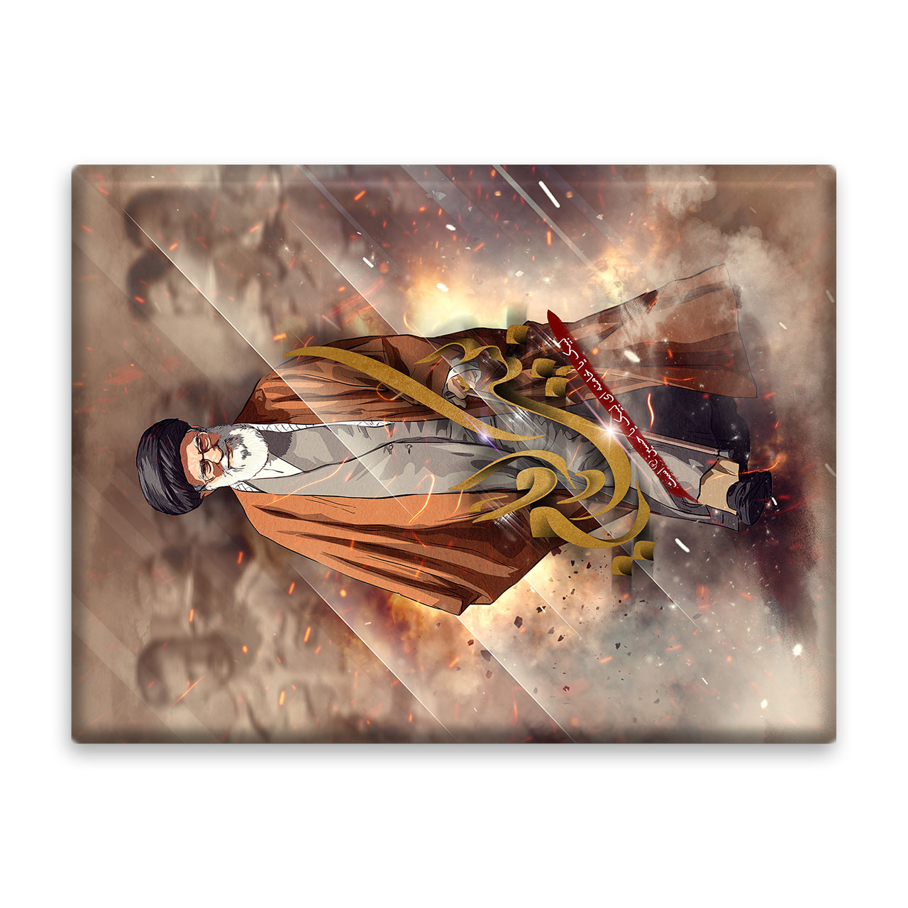 کاشی اطلس آبی  طرح لبیک با خامنه ای لبیک یا حسین است   مدل T5290