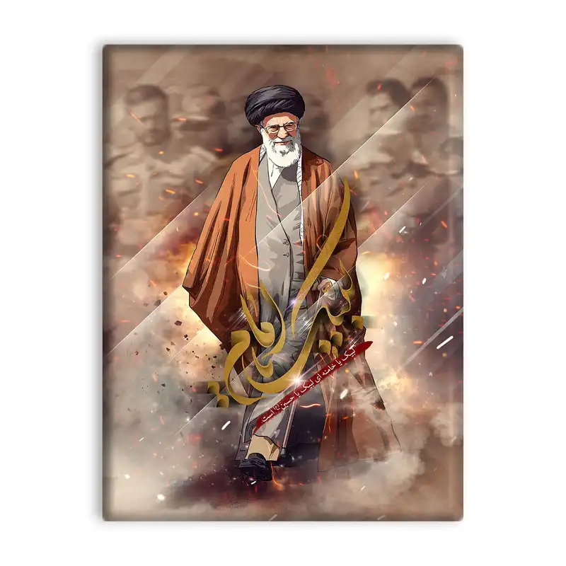 کاشی اطلس آبی  طرح لبیک با خامنه ای لبیک یا حسین است   مدل T5290