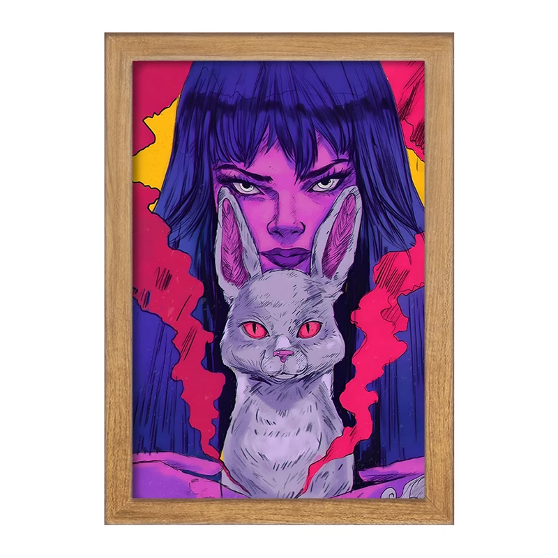 تابلو خندالو مدل دختر و خرگوش کد F5178