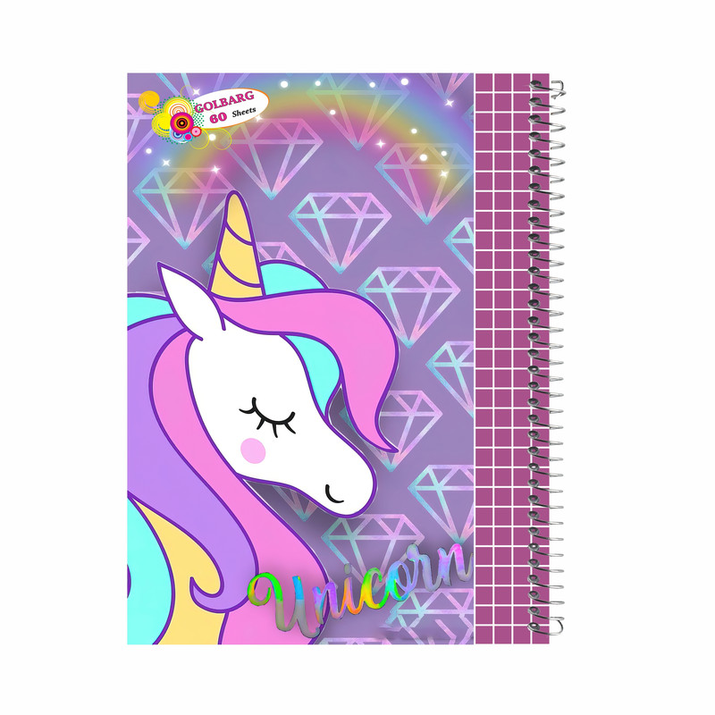 دفتر شطرنجی 60 برگ گلبرگ طرح یونیکورن کد 1241