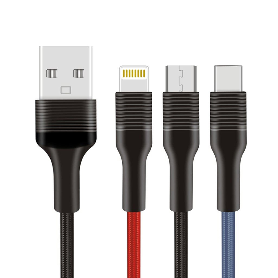 کابل تبدیل USB به لایتنینگ/ USB-C /micro USB ارلدام مدل EC-imc-067 طول 1 متر