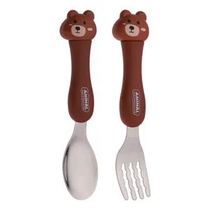 قاشق و چنگال کودک مدل Animal بسته 2 عددی