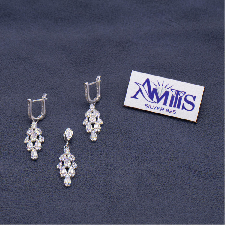 نیم ست نقره زنانه مدل خوشه AMT-N221 نیم ست نقره زنانه مدل خوشه AMT-N221