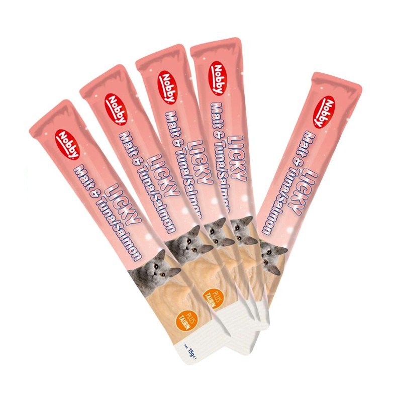 تشویقی گربه نوبی مدل مالت طعم مرغ و میگو وزن 75 گرم